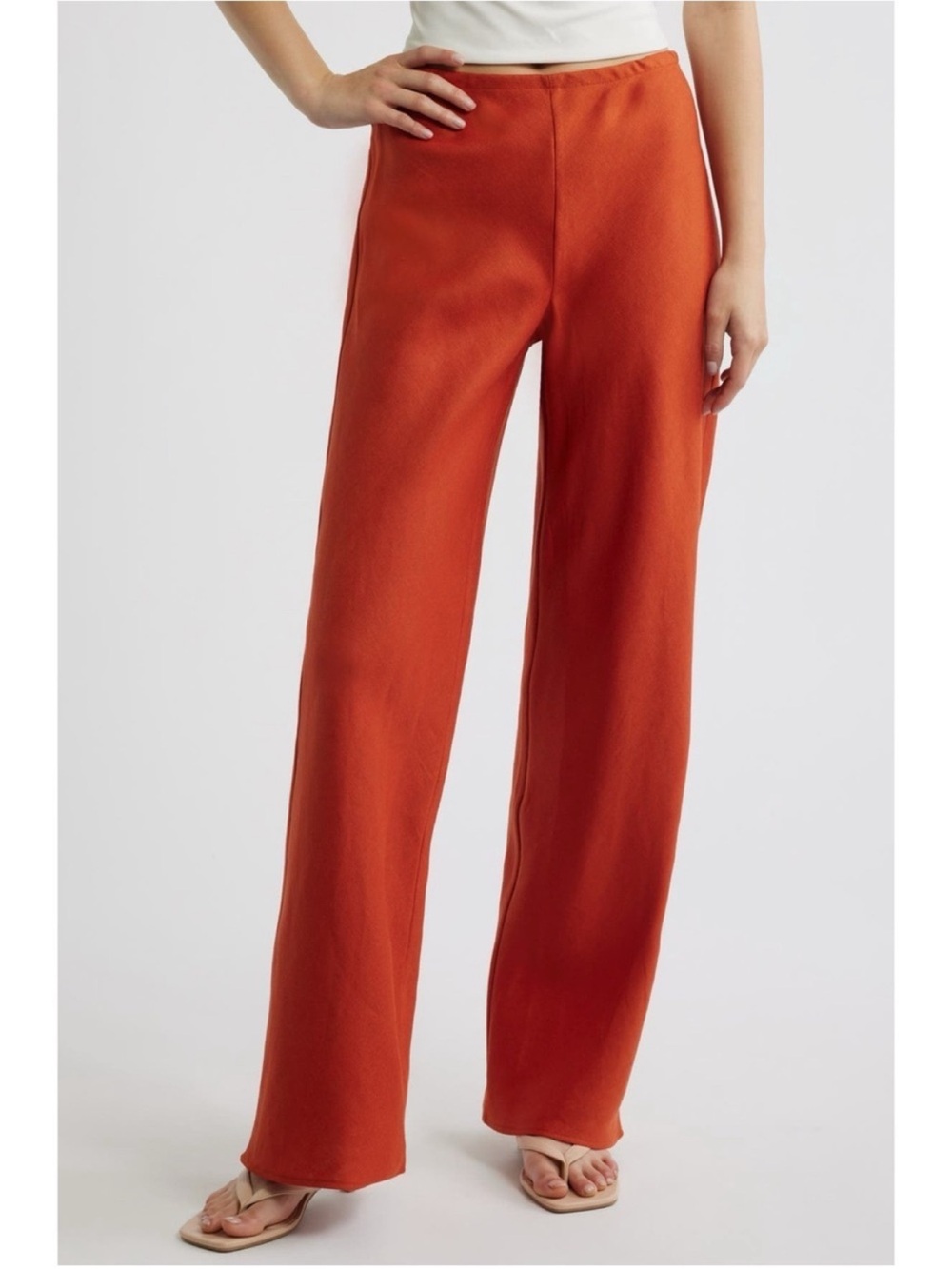 NWT Reformation Gale Linen Pants in Chili Mango Red orange – Size Small